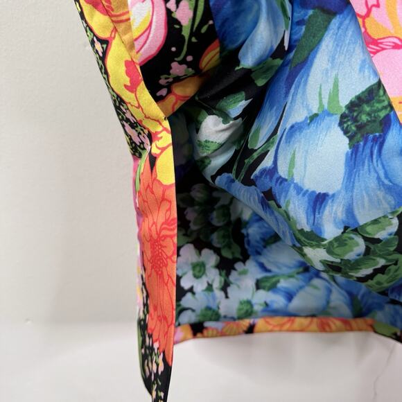 Richard Quinn Floral Print Midi Dress UK 8 US 4 AW18 Black Multicolor Satin NWT - Picture 11 of 13